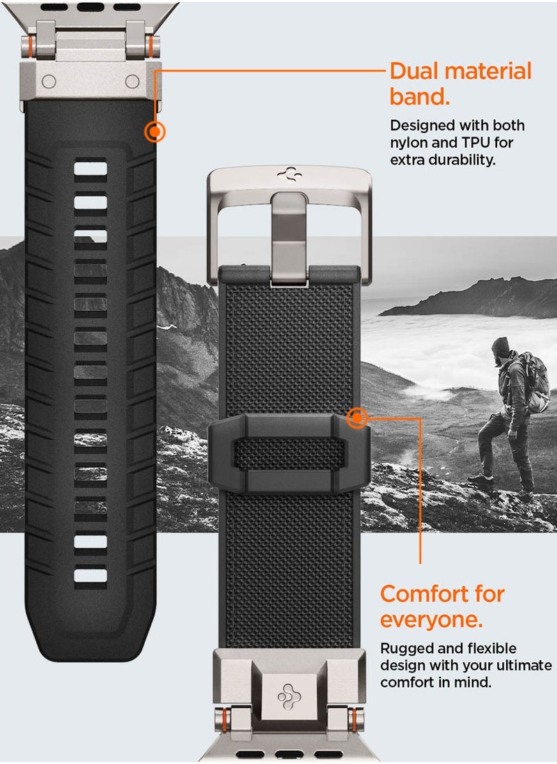Spigen - DuraPro Armor Band for Apple Watch Ultra 2 / Ultra 49mm, Series 9/8/SE2/7/6/SE/5/4/3/2/1 45mm/44mm/42mm Durable Metal Connector Band - Black - Image 1
