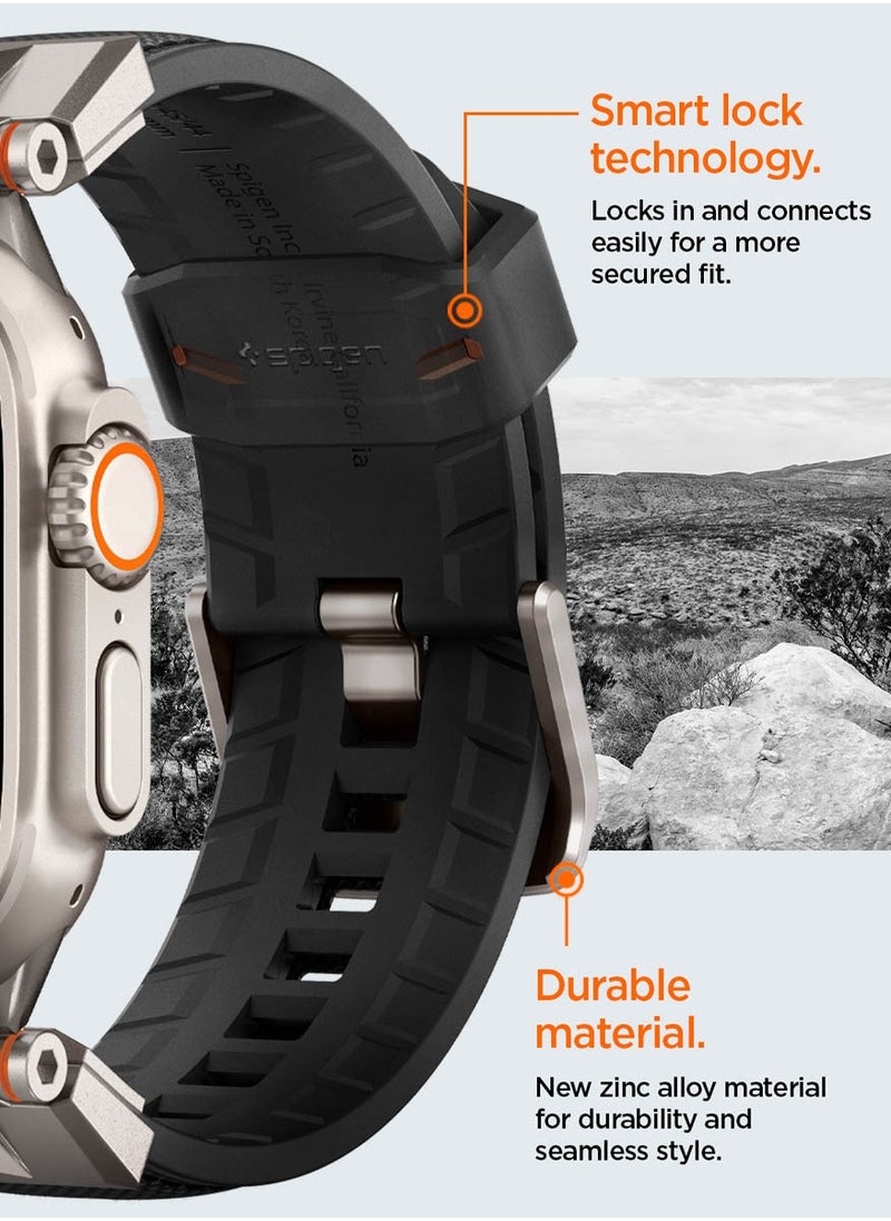 Spigen - DuraPro Armor Band for Apple Watch Ultra 2 / Ultra 49mm, Series 9/8/SE2/7/6/SE/5/4/3/2/1 45mm/44mm/42mm Durable Metal Connector Band - Black - Image 1
