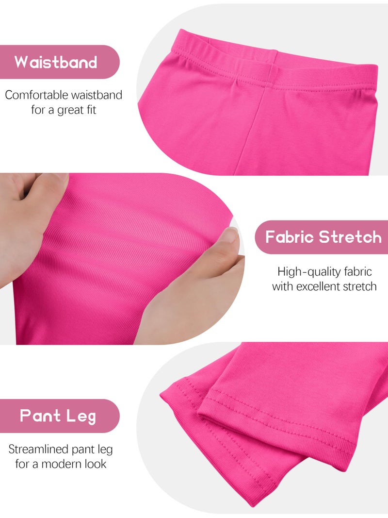 Resinta 6 Pack Girls Cotton Leggings Kids Pull On Leggings Elastic Waistband Stretchy Full Length Footless Soft Tights Pants - Image 3