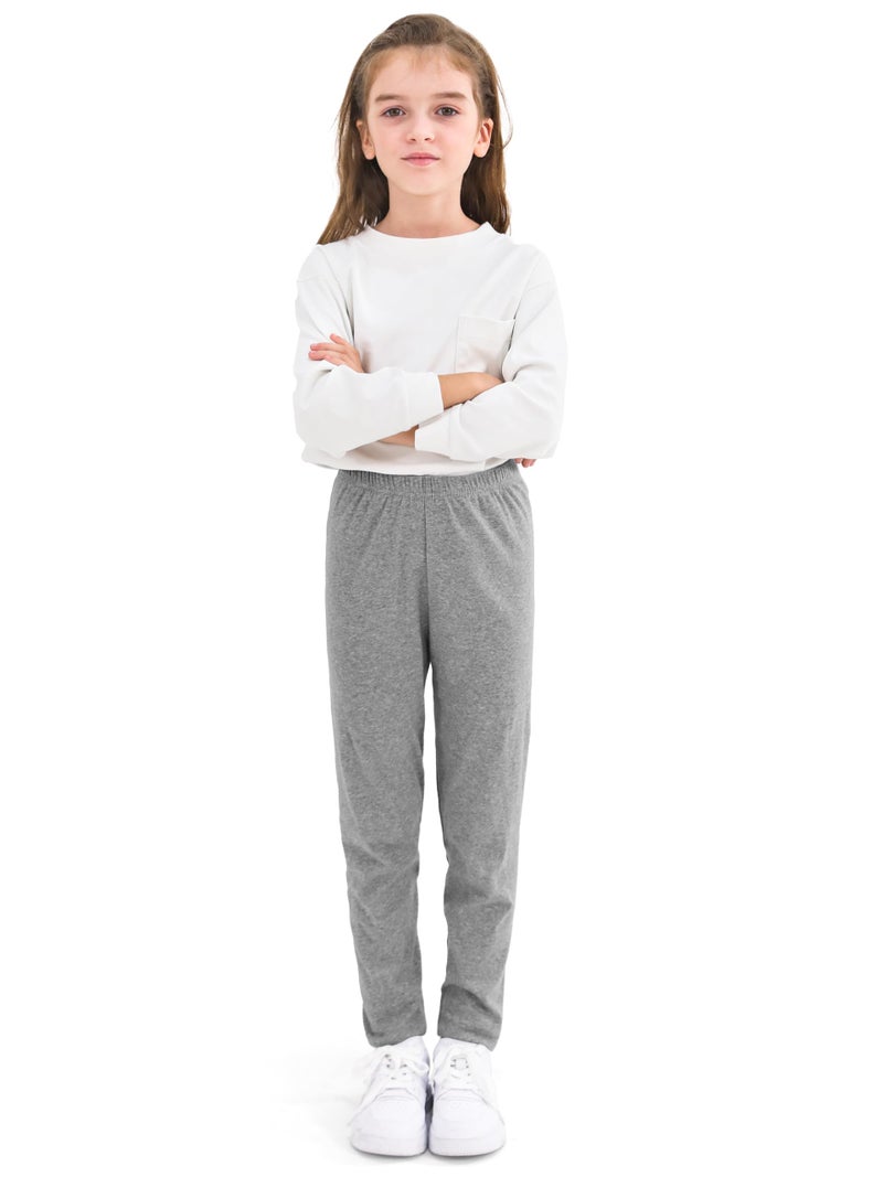Resinta 6 Pack Girls Cotton Leggings Kids Pull On Leggings Elastic Waistband Stretchy Full Length Footless Soft Tights Pants - Image 2