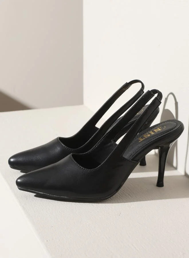 جنيست GNIST Plain Pointed Toe Stiletto Heel Slingback Shoes