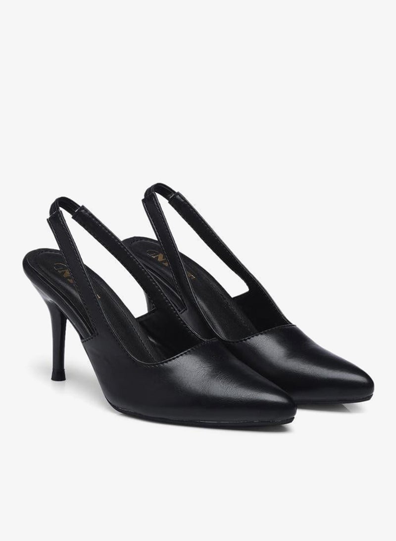 GNIST Plain Pointed Toe Stiletto Heel Slingback Shoes - Image 4