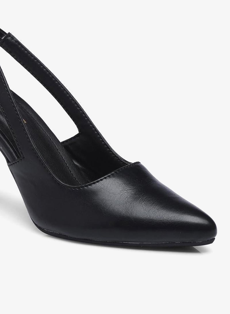 GNIST Plain Pointed Toe Stiletto Heel Slingback Shoes - Image 3