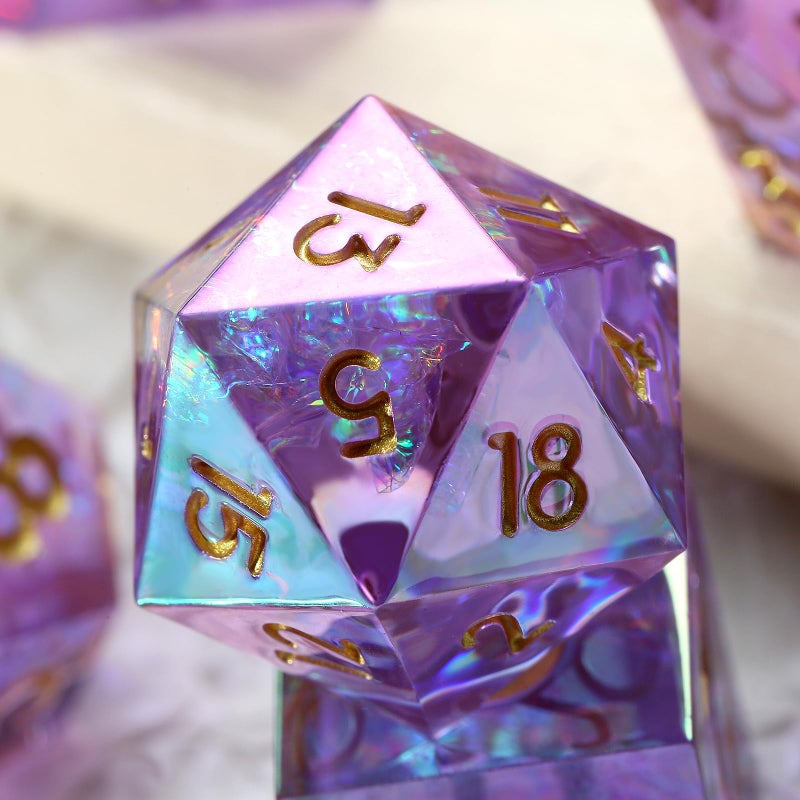 DNDND Iridescent Plating Lilac Sharp D&D Dice, DNDND Handmade DND Resin Sharp Edge D&D Die with Gift Case for Dungeons and Dragon Tabletop Games (Iridescent Plating Lilac) - Image 2