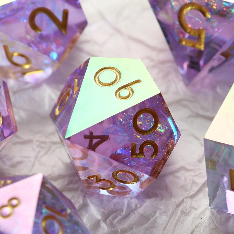 DNDND Iridescent Plating Lilac Sharp D&D Dice, DNDND Handmade DND Resin Sharp Edge D&D Die with Gift Case for Dungeons and Dragon Tabletop Games (Iridescent Plating Lilac) - Image 4