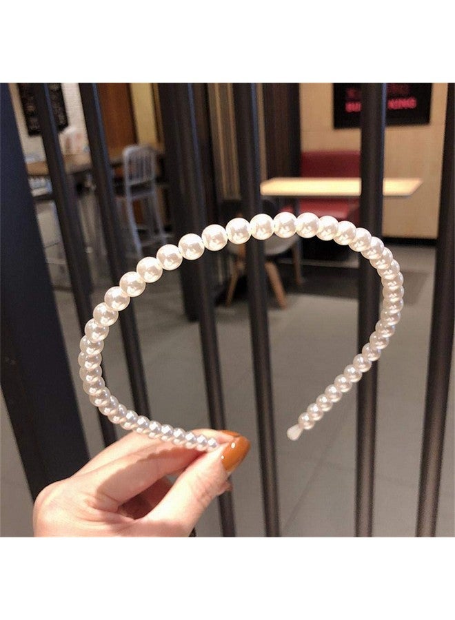 Aoxmas Oxmas 3Pcs White Faux Pearl Hairbands Bridal Hair Hoop Wedding Hair Accessories Pearl Headbands For Women Girls  - Image 5