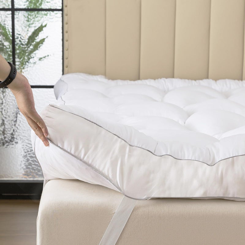 SHOUREN Memory Foam Mattress Topper Queen, Extra Soft Pillow Top Bed Topper for Back Pain Relief, Fluffy Shredded Memory Foam Filling with Down Alternative Cover, 60x80 - Image 1