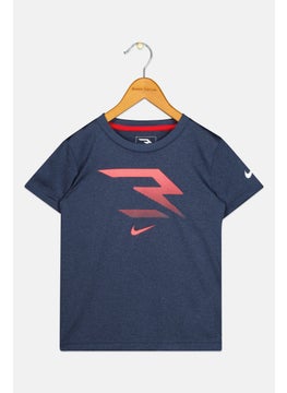Kids Boy Sportswear Fit Brand Logo Training T-Shirt, Heather Blue