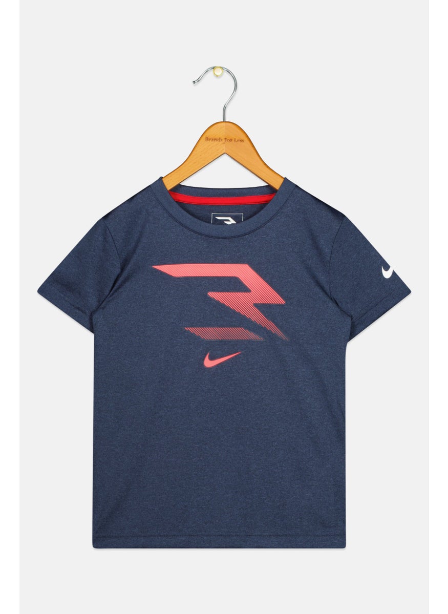 Nike 3Brand by Russell Wilson - Kids Boy Sportswear Fit Brand Logo Training T-Shirt, Heather Blue - Image 1