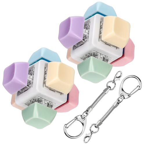 DEARIDAP 2 Pcs Cube Keyboard Fidget Toy Keyboard Keychain Decompression Toys Push Bubble Button Sensory Gifts for Stress and Anxiety Relieve Macaron Colors - Image 1