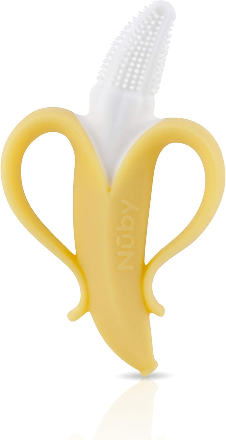 Nuby Nananubs Banana Massaging Teether  Baby Teething Toys 3 Months and Up Silicone Teether for Sore Gums Infant Toy Baby Essentials Brush Travel Accessory Gift for Babies - Image 4