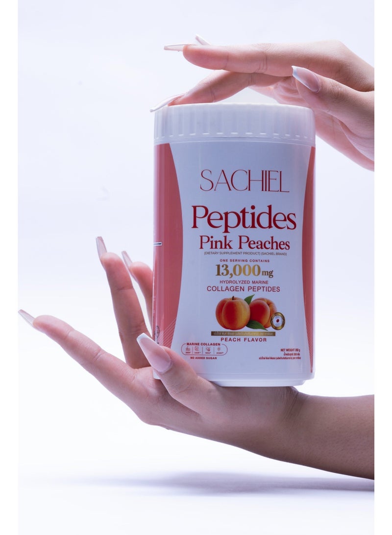 Sachiel Peptides Pink Peaches Japanese Marine Collagen Peptides Powder 13,000mg | Hydrolyzed Fish Collagen | Skin Elasticity, Hair & Nails Support | Peach Flavor | Halal | UAE - Image 4