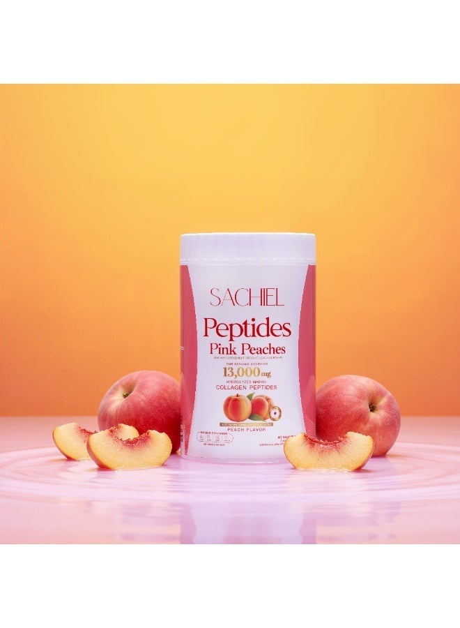 Sachiel Peptides Pink Peaches Japanese Marine Collagen Peptides Powder 13,000mg | Hydrolyzed Fish Collagen | Skin Elasticity, Hair & Nails Support | Peach Flavor | Halal | UAE - Image 5