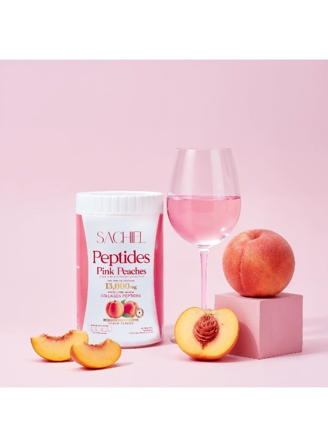 Sachiel Peptides Pink Peaches Japanese Marine Collagen Peptides Powder 13,000mg | Hydrolyzed Fish Collagen | Skin Elasticity, Hair & Nails Support | Peach Flavor | Halal | UAE - Image 3
