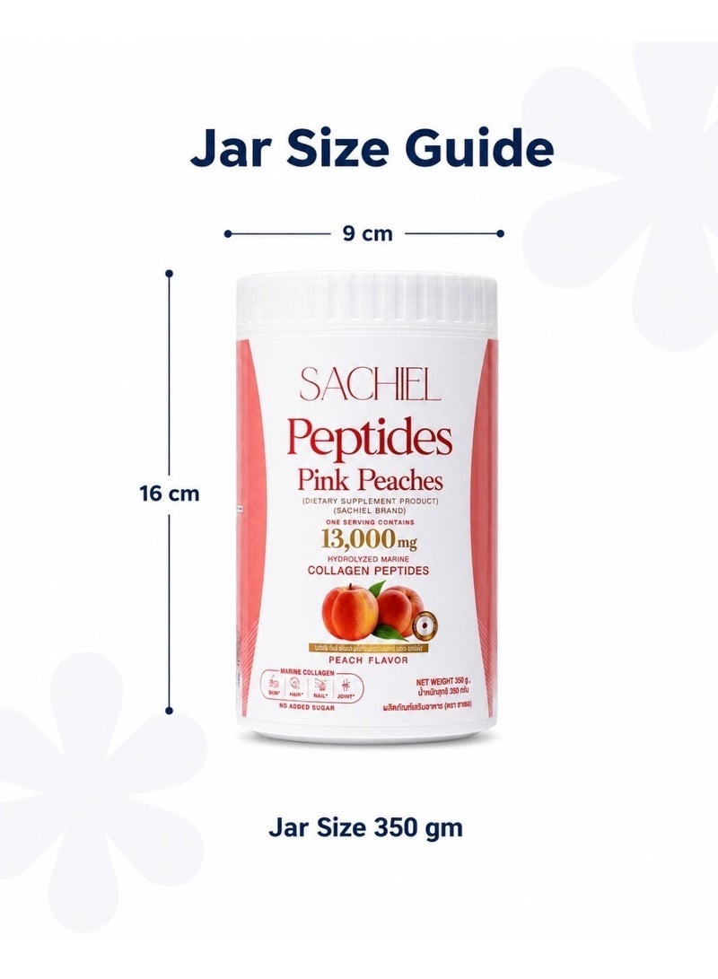 Sachiel Peptides Pink Peaches Japanese Marine Collagen Peptides Powder 13,000mg | Hydrolyzed Fish Collagen | Skin Elasticity, Hair & Nails Support | Peach Flavor | Halal | UAE - Image 5