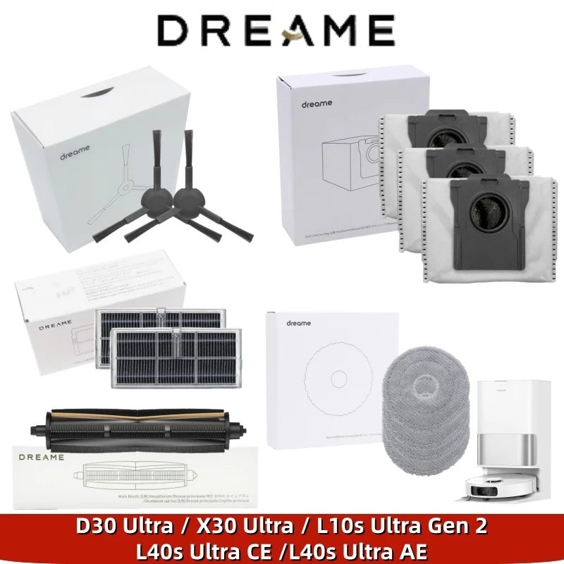 دريم ممسحة أرضيات Original Dreame D30 Ultra Rubber Main/ Hair Cut/Side Brush, Filter, Mop, Dust Bag For L10s Ultra Gen 2 Vacuum Cleaner Spare Part - Image 1