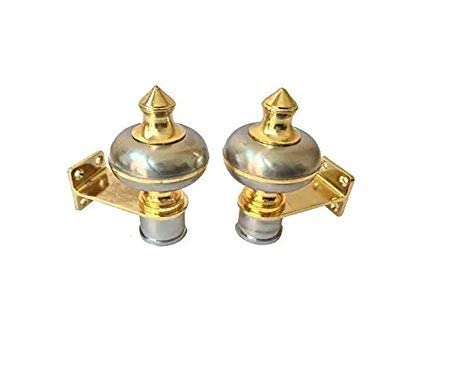 GHAR DWAR Ghardwar (Pack of 4 Pair) Zinc Alloy Antique Mandir Silver Gold Finish Curtain Bracket Window Curtains Holder Support for Window & Door Fitting - Image 3