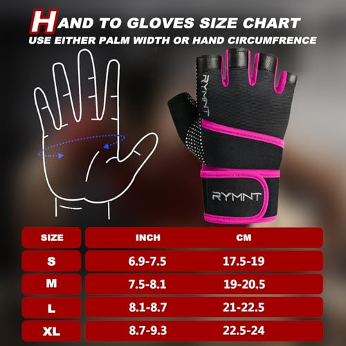 RYMNT Workout Gloves with Weight Lifting Wrist Wrap,Vented Cushioned Palm & Extra Grip for Men Women Gym,Weightlifting,Fitness Training,Fitness,Exercise,WODs,Pullups.Pink-Small - Image 4