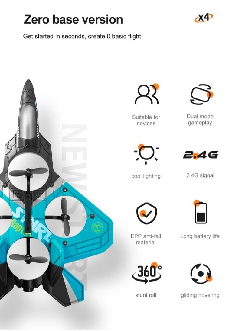 AROAQ RC Foam Aircraft Remote Control Airplane Foam Toys for Children V17 Blue  - Image 2