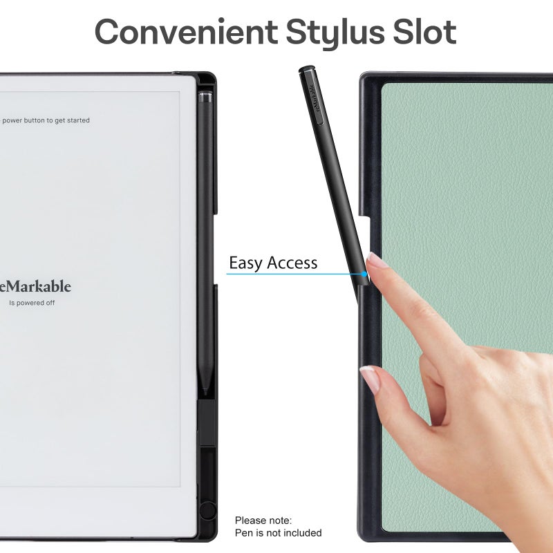 CoBak Case for Remarkable 2 Tablet - Lightweight and Hard Back Shell Protective Book Folio Cover with Built-in Pen Holder - Only for 10.3" 2020 Released (Sage Green) - Image 3