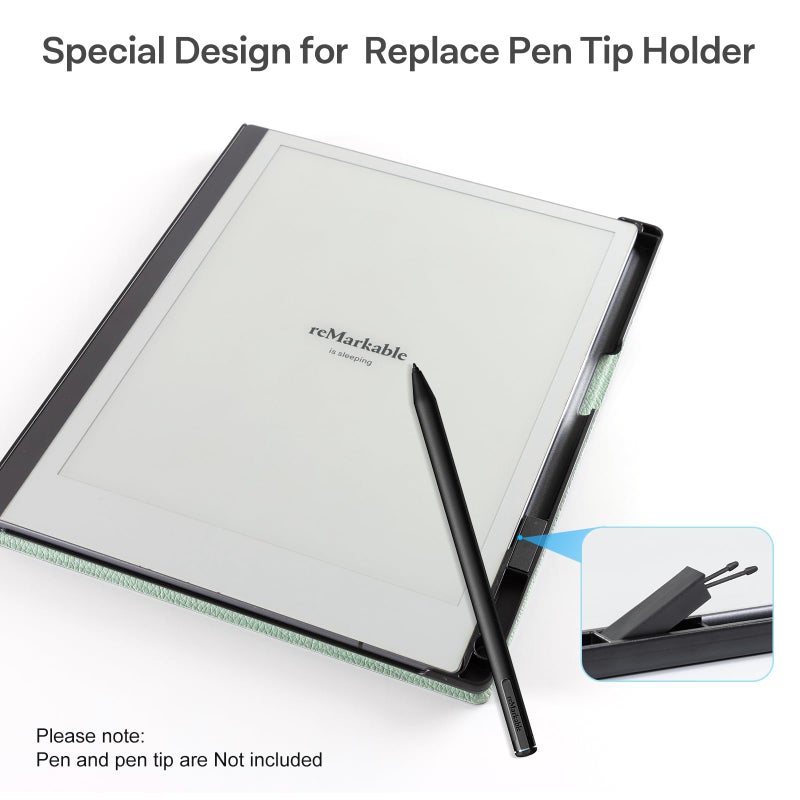 CoBak Case for Remarkable 2 Tablet - Lightweight and Hard Back Shell Protective Book Folio Cover with Built-in Pen Holder - Only for 10.3" 2020 Released (Sage Green) - Image 4