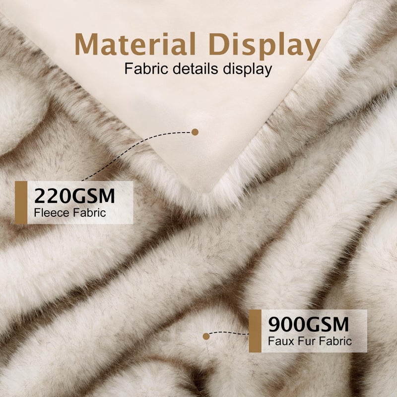 Touchat Luxury 1000GSM Faux Fur Throw Blanket, Super Thick Warm Cozy Heavy Blankets for Couch Bed Sofa, Plush Fuzzy Elegant Winter Reversible Mink Blanket for Living Room Bedroom 50x60,Taupe - Image 3