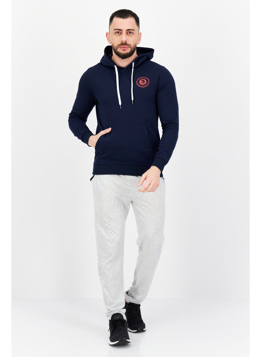 Nordland Men Brand Logo Long Sleeves Hooded Sweatshirt, Navy  - Image 2