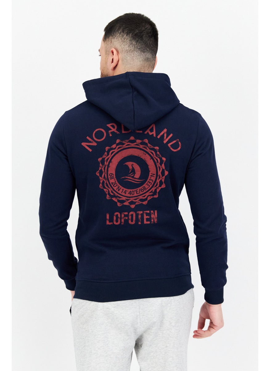 Nordland Men Brand Logo Long Sleeves Hooded Sweatshirt, Navy  - Image 3
