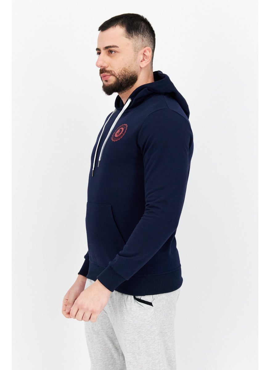 Nordland Men Brand Logo Long Sleeves Hooded Sweatshirt, Navy  - Image 4