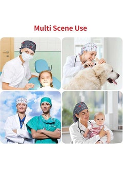 ZVEV 2PCS Working Cap, Adjustable Cotton Working Hats, Sweatband Cotton Ponytail Holder, with Buttons and Sweatband, Long Hair Head Covers Shower Caps, Tie Back Hats for Women & Men  - Image 5