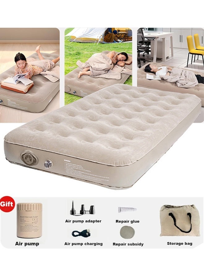 Air Mattress, Portable Inflatable Air Mattress for Camping & Guest, Anti-leak Blow Up Mattress with Soft Flocked Top and Carrying Bag for Camping, Home, Indoor (Single Inflatable Bed) - Image 1