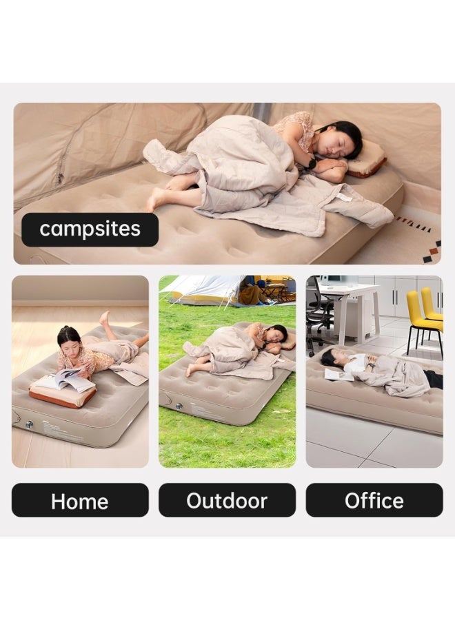 Air Mattress, Portable Inflatable Air Mattress for Camping & Guest, Anti-leak Blow Up Mattress with Soft Flocked Top and Carrying Bag for Camping, Home, Indoor (Single Inflatable Bed) - Image 3
