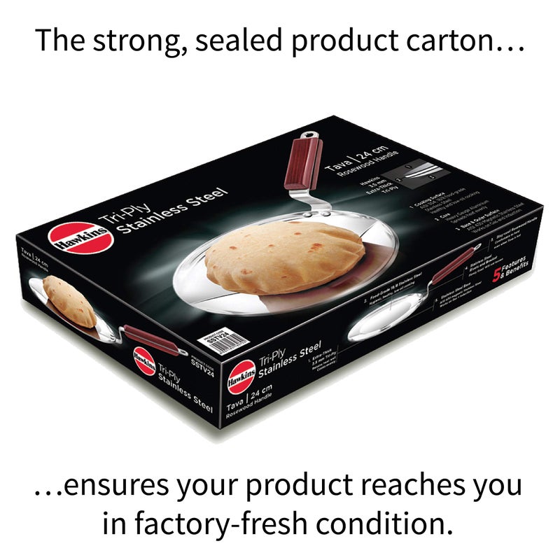 Hawkins 24 cm Tava, Triply Stainless Steel Tawa with Stainless Steel Handle, Induction Tawa, Silver (SSTV24) - Image 4