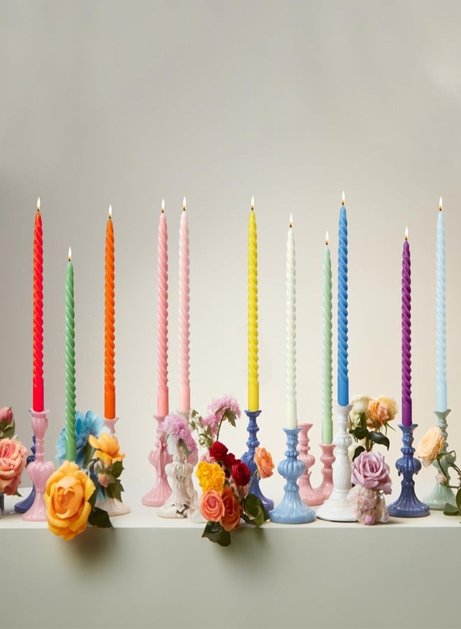LPUSA Colored Taper Candles Spiral Candle Sticks for Religious and Spiritual Settings,Unscented Pastel Candle for Holiday,Home Decoration,10inch,12 Pack(E,12colored) - Image 2