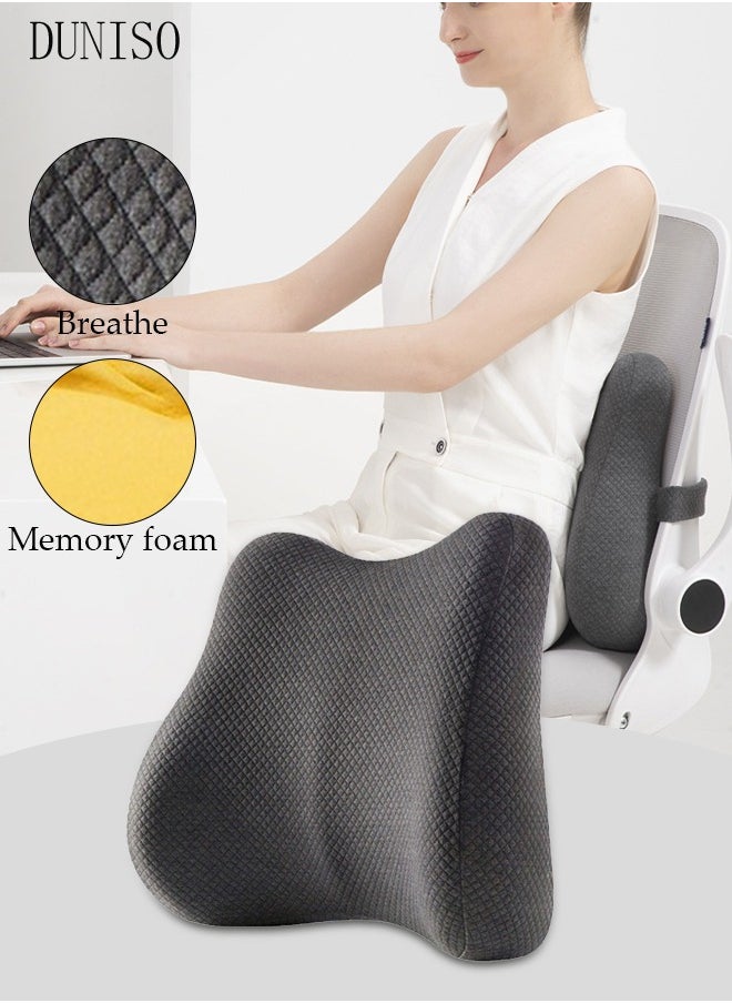 DUNISO - Lumbar Support Pillow Car Back Support Lumbar Support Pillow for Office Chair Back Support Pillow Recliner Memory Foam Back Cushion for Back Pain Relief Improve Posture Memory Foam Cushion - Image 1