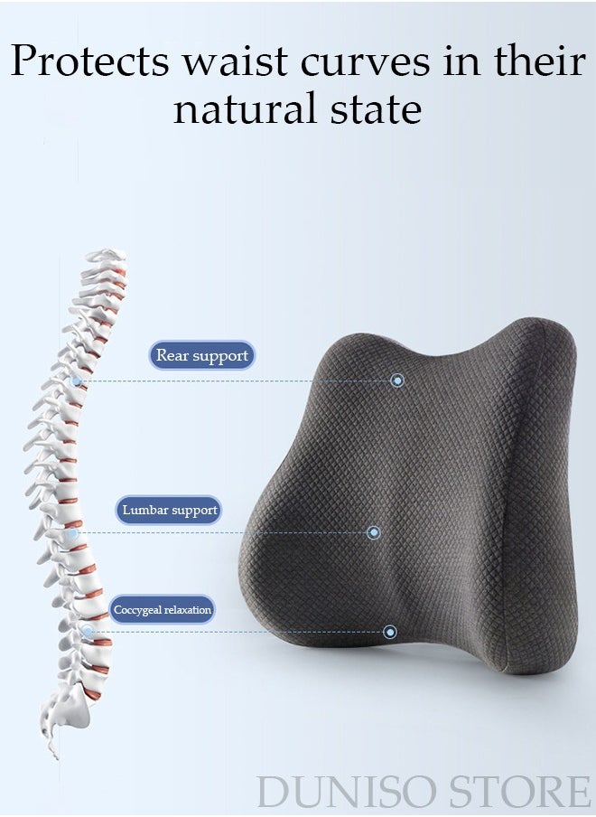 DUNISO - Lumbar Support Pillow Car Back Support Lumbar Support Pillow for Office Chair Back Support Pillow Recliner Memory Foam Back Cushion for Back Pain Relief Improve Posture Memory Foam Cushion - Image 1
