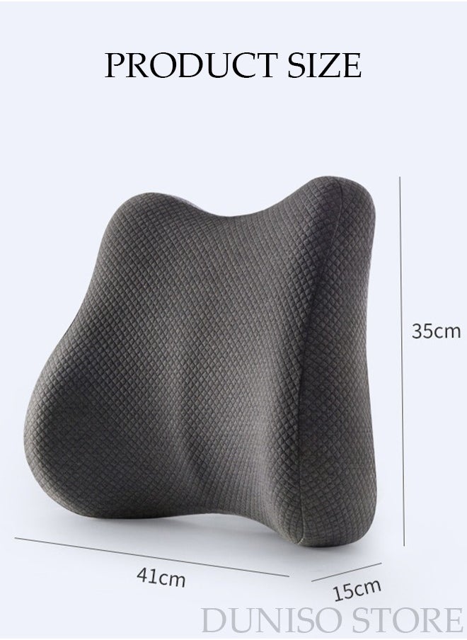 DUNISO - Lumbar Support Pillow Car Back Support Lumbar Support Pillow for Office Chair Back Support Pillow Recliner Memory Foam Back Cushion for Back Pain Relief Improve Posture Memory Foam Cushion - Image 1
