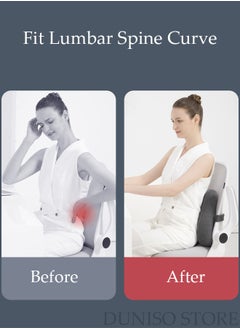 DUNISO Lumbar Support Pillow Car Back Support Lumbar Support Pillow for Office Chair Back Support Pillow Recliner Memory Foam Back Cushion for Back Pain Relief Improve Posture Memory Foam Cushion  - Image 2