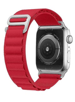 Generic For Apple Watch All Series (42 44 45mm) & Apple Watch Ultra (49mm) Nylon Sport Replacement Strap Bands With Adjustable Closure - Red 