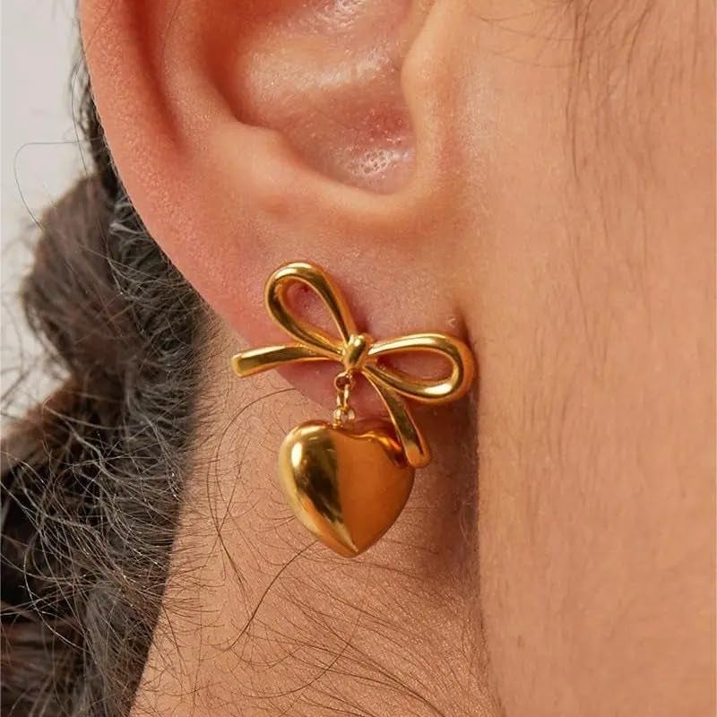 MEENAZ earrings for women fashion studs earrings for women anti tarnish gold ear rings stainless steel korean bali Gold Hoop Earrings | Combo design Jewellery Celebrity Inspired earrings set for womens - Image 2
