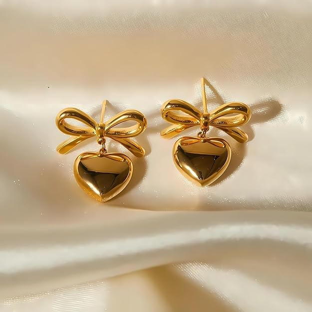 MEENAZ earrings for women fashion studs earrings for women anti tarnish gold ear rings stainless steel korean bali Gold Hoop Earrings | Combo design Jewellery Celebrity Inspired earrings set for womens - Image 3