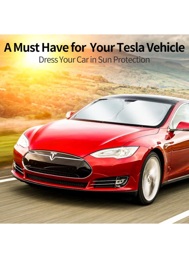 Front Windshield Sunshade Specially Designed to Fit Tesla Model 3/ Model Y, Foldable Sun Shade with a Storage Bag, Tesla Accessories - Image 4