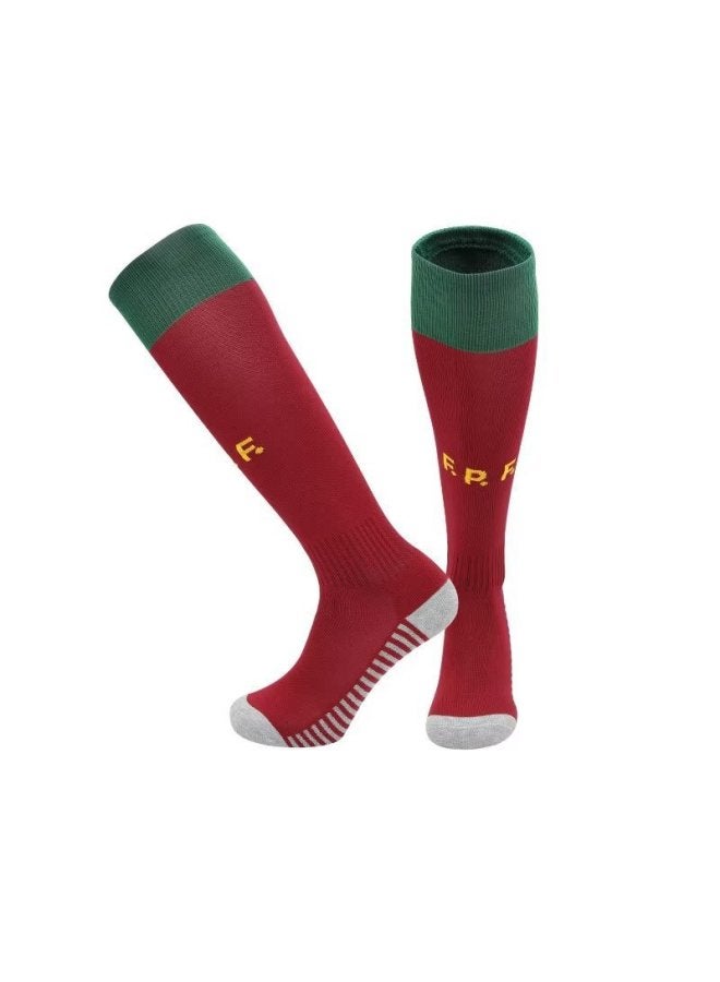 Euro Cup National Team Long Soccer Socks Adult Children Argentina Brazil Towel Bottom