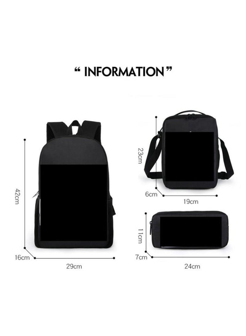 Godzilla Children's leisure load reducing large capacity printed backpack for elementary school students, 3-piece set - Image 2