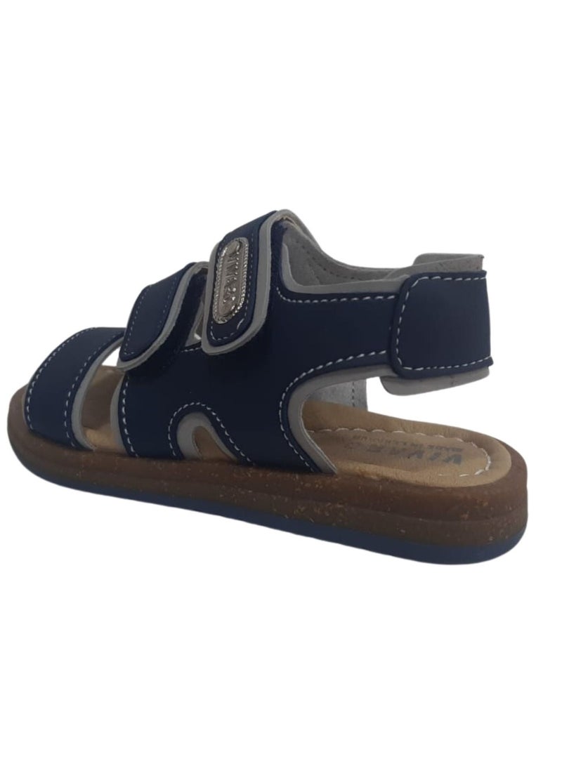 VIVARO Kids Shoes Summer Sandal Blue Open Toe with Special Footbed Made with Arc and Hygiene leather for all-day for Boys Children - Image 3