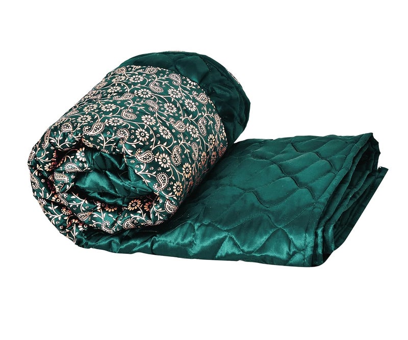 ManavRachit 310 TC Luxury Satin Gold Printed King Size Wedding Bedding Double Bed Bedsheet Set Set of 8 Pieces for Hotels Home Living Room Teal Green - Image 3