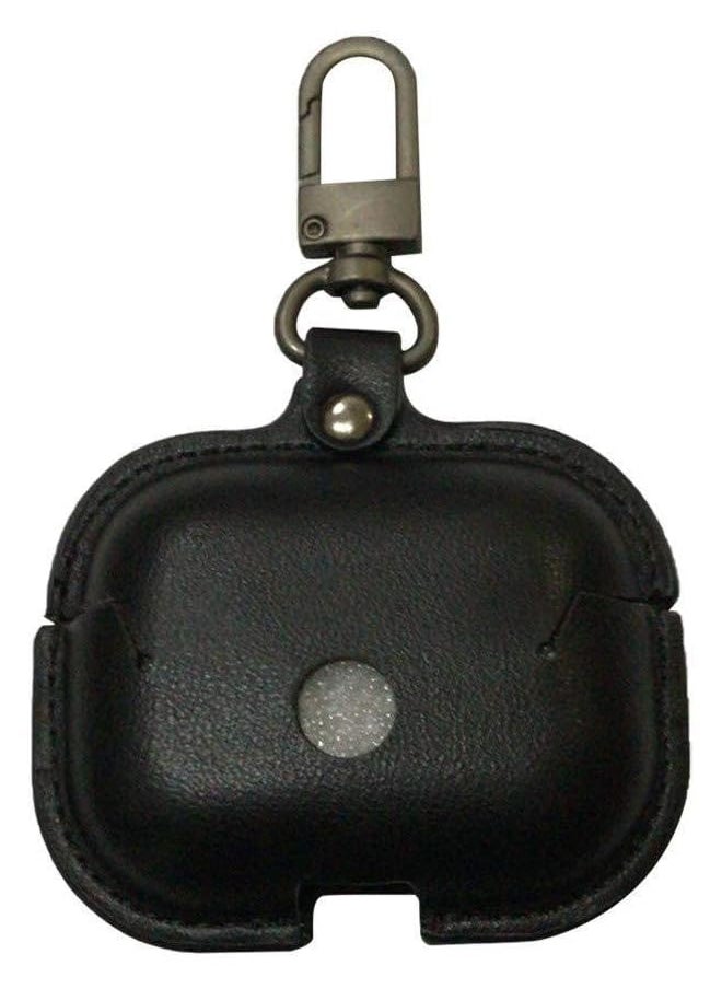 erorex - Compatible Airpods Pro Leather Case Genuine Leather Vintage Portable Shockproof Protective Cover With Loss Prevention Clip For Airpods 3 For Airpods Pro 2019 Wireless Charging Case Black - Image 1