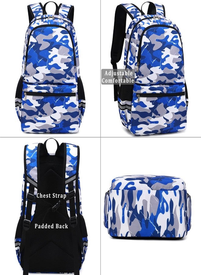DSIUE Backpacks for Boys School Bags for Kids Elementary Bookbag and Lunch Box Set Camo Blue - Image 4