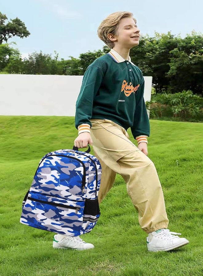 DSIUE Backpacks for Boys School Bags for Kids Elementary Bookbag and Lunch Box Set Camo Blue - Image 2