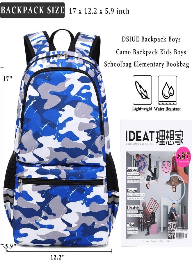 DSIUE Backpacks for Boys School Bags for Kids Elementary Bookbag and Lunch Box Set Camo Blue - Image 5